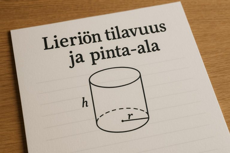Lieriön tilavuus ja pinta-ala